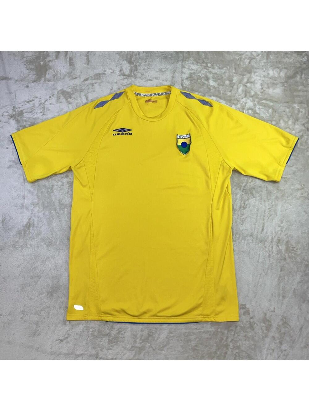 Vintage Umbro Brasil Brazil Soccer Jersey Yellow Climate Control Men’s Sz Large